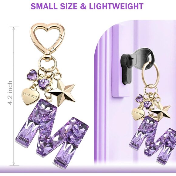 Charming Bling Keychain with Initial Letter & Colorful Rhinestones - Gift Ready! - Picture 3 of 6
